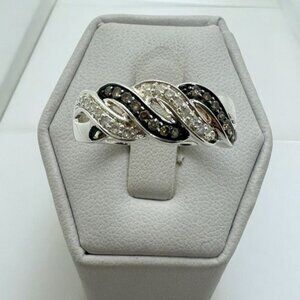 Affinity Diamond Ring size 9 Sterling Silver Cross Over‎ Twist Champagne Brown